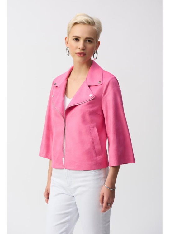 Joseph Ribkoff. Różowa ramoneska z rękawem 3/4