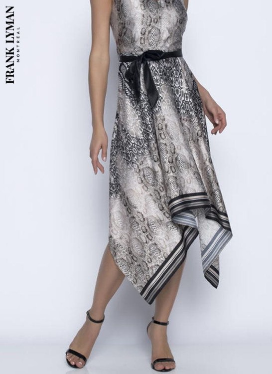 Frank Lyman satynowa sukienka z motywem wężowej skóry 196774-3