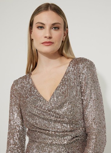 Joseph Ribkoff, Połyskująca sukienka z długim rękawem.