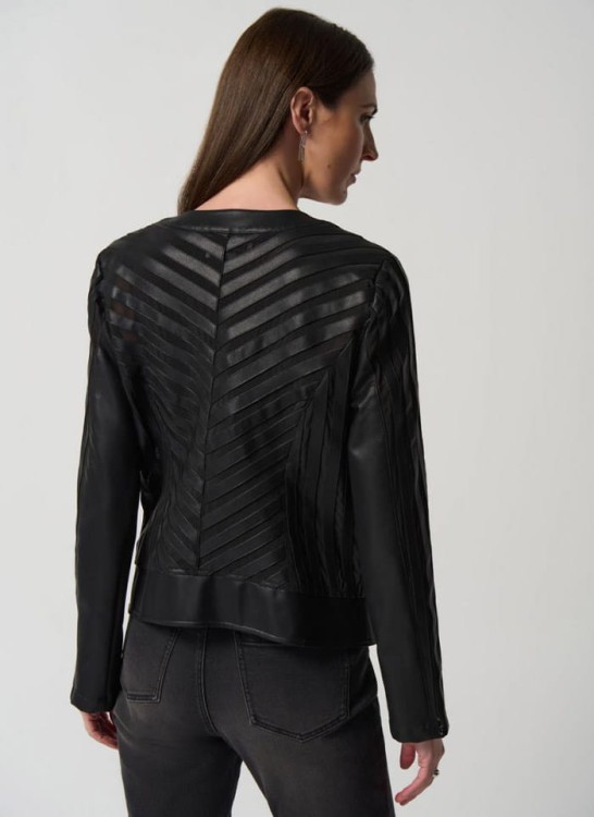Joseph Ribkoff, Czarna kurtka z ekologicznej skóry oraz siateczki.