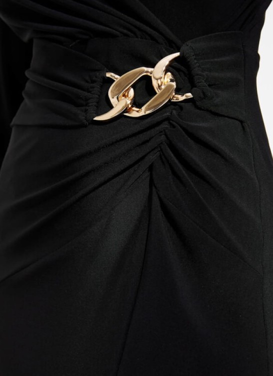 Joseph Ribkoff. Czarna Sukienka midi z długim rękawem.