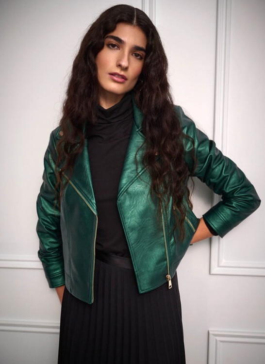 Joseph Ribkoff, Kurtka typu biker z sztucznej skóry.