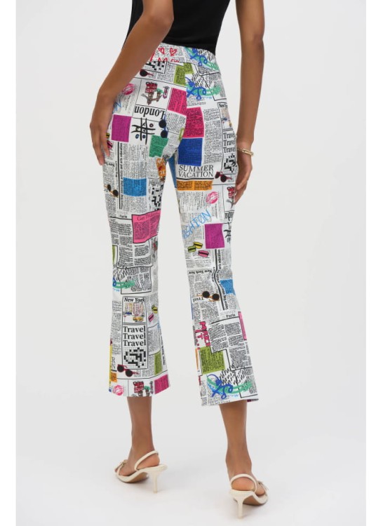 Joseph Ribkoff kolorowe spodnie z motywem gazety 252047-3