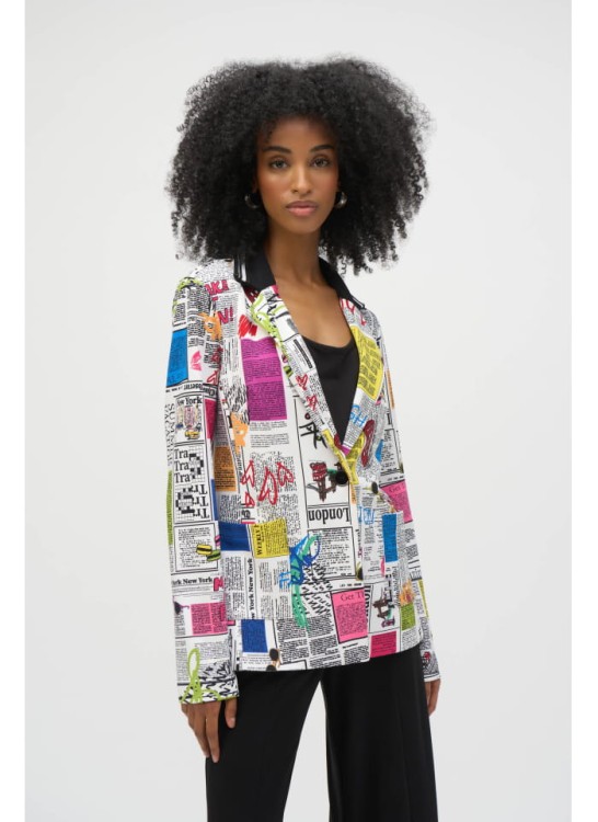 Joseph Ribkoff kolorowa marynarka z motywem gazety 252088-3