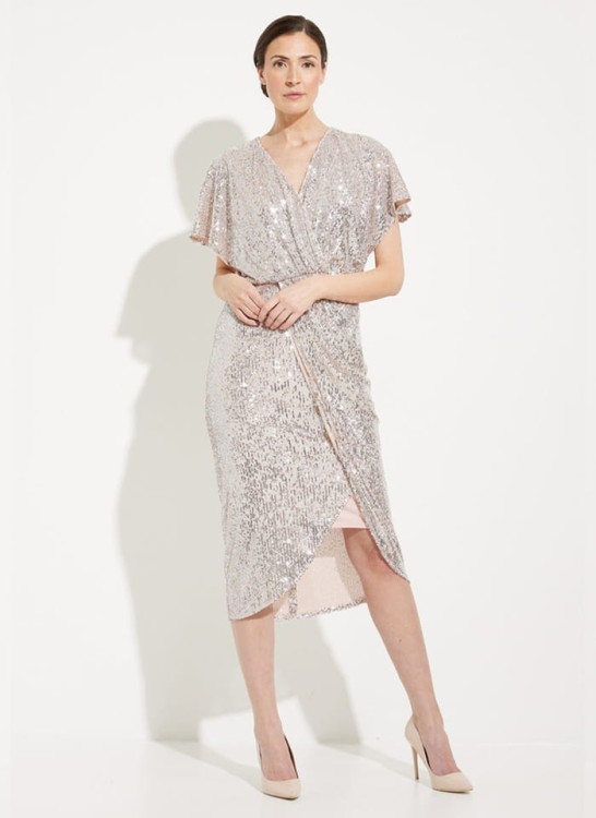 Joseph Ribkoff. Srebrna sukienka w cekiny 2 kolory