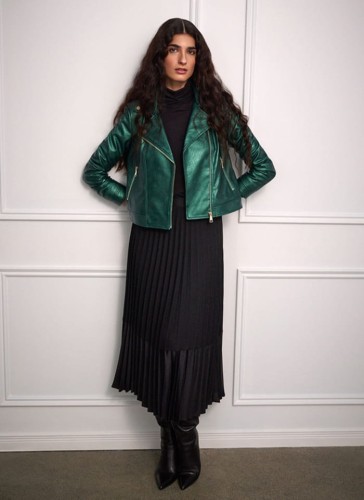 Joseph Ribkoff, Kurtka typu biker z sztucznej skóry.