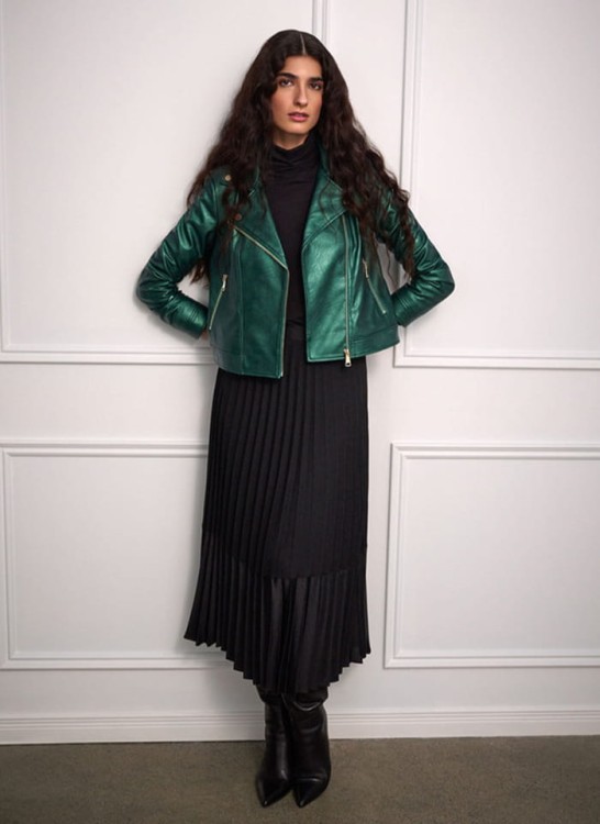 Joseph Ribkoff, Kurtka typu biker z sztucznej skóry.
