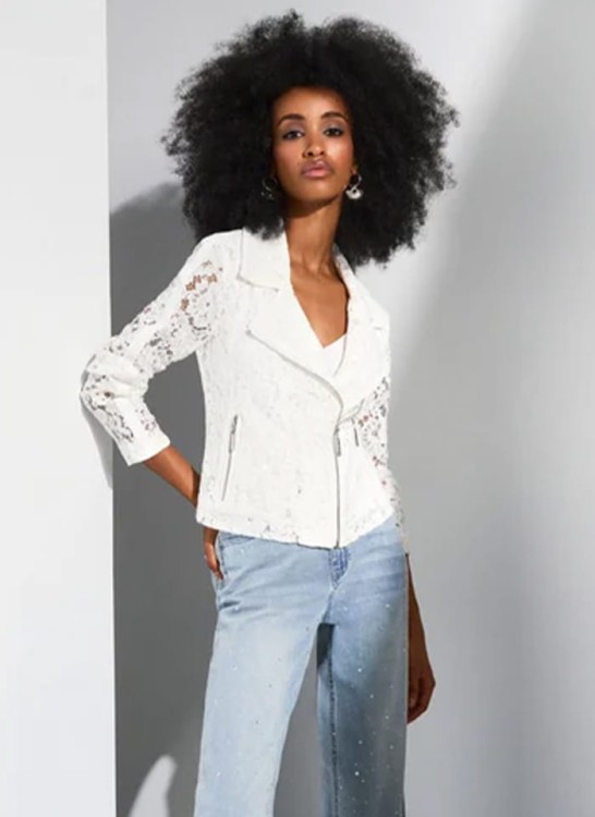 Joseph Ribkoff. Koronkowy żakiet typu ramoneska.