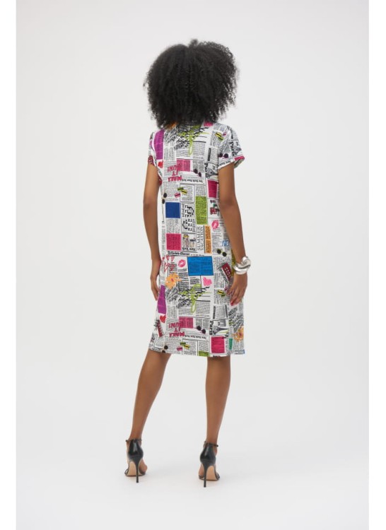 Joseph Ribkoff kolorowa sukienka z motywem gazety 252186-4