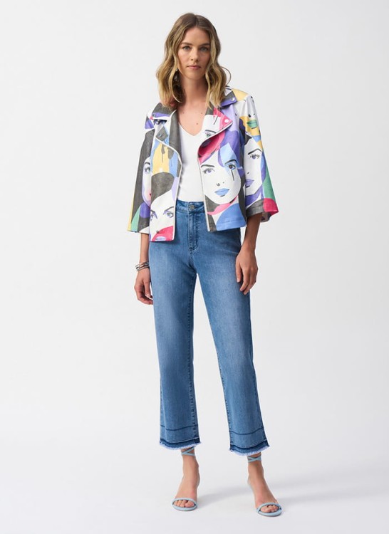 Joseph Ribkoff kolorowa ramoneska z rękawem 3/4 251909-2.