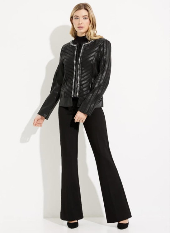 Joseph Ribkoff, Czarna kurtka z ekologicznej skóry oraz siateczki.
