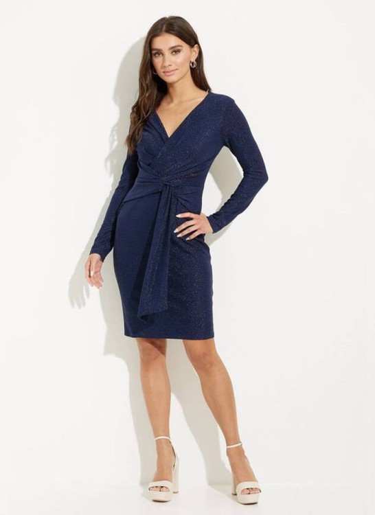 Joseph Ribkoff. Beżowa, połyskująca sukienka 2 kolory