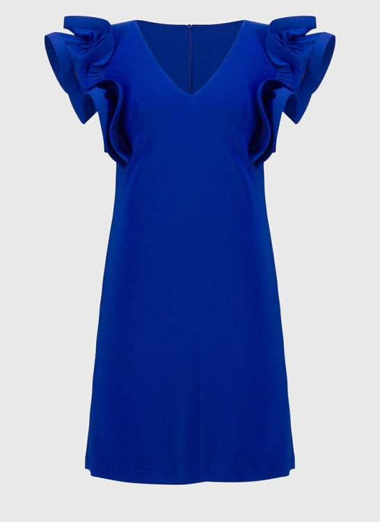 Joseph Ribkoff szafirowa sukienka z efektownym rękawkiem ala motyl 251733-2922-5