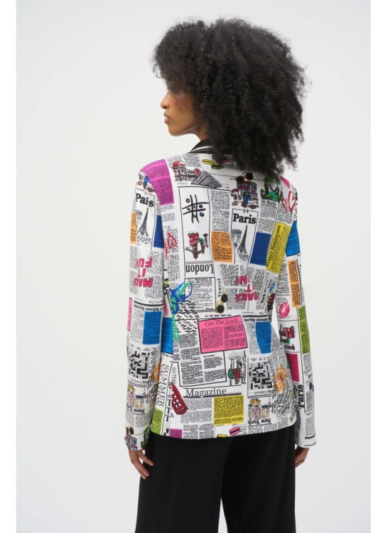 Joseph Ribkoff kolorowa marynarka z motywem gazety 252088-6