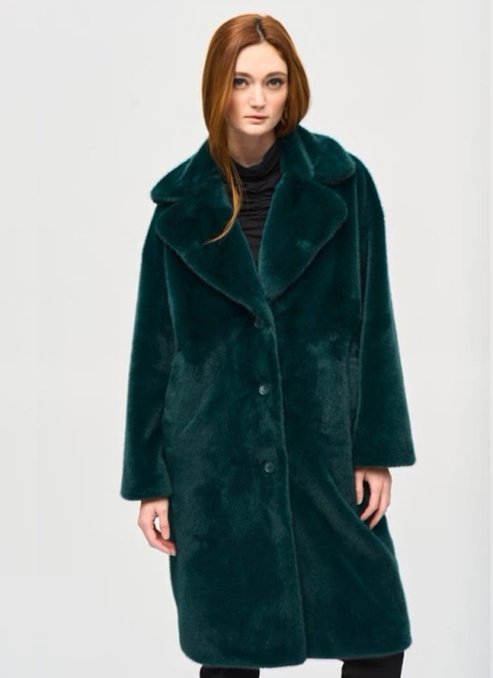 Joseph Ribkoff sztuczne futerko butelkowa zieleń z wykładanym kołnierzem 243902-1