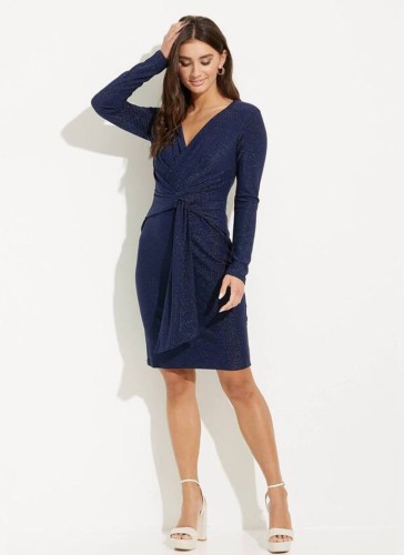 Joseph Ribkoff. Beżowa, połyskująca sukienka 2 kolory