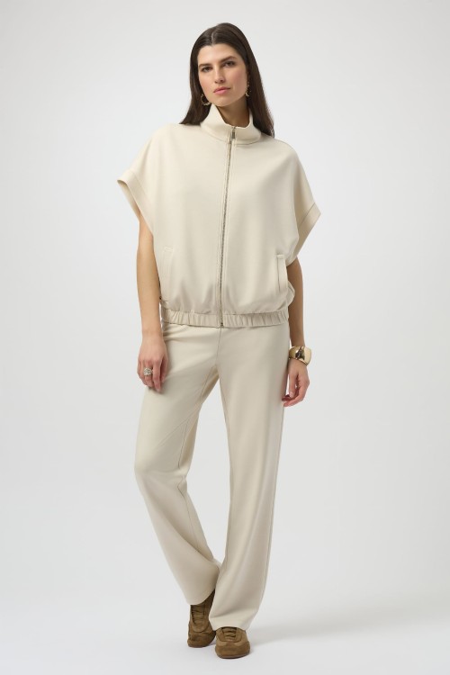 Joseph Ribkoff stylowa, kremowa bluza z krótkim rękawem 254145-4457-1.jpg