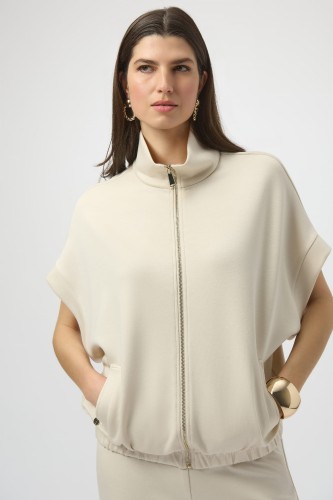 Joseph Ribkoff stylowa, kremowa bluza z krótkim rękawem 254145-4457-2.jpg