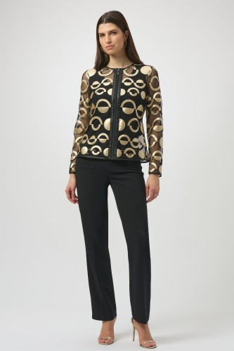 Joseph Ribkoff czarne spodnie ze złotymi łańcuszkami 254043-11-1.jpg