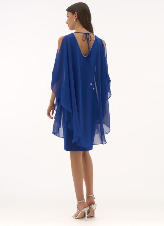 Joseph Ribkoff elegancka, szafirowa sukienka z tiulem 251746-3.jpg