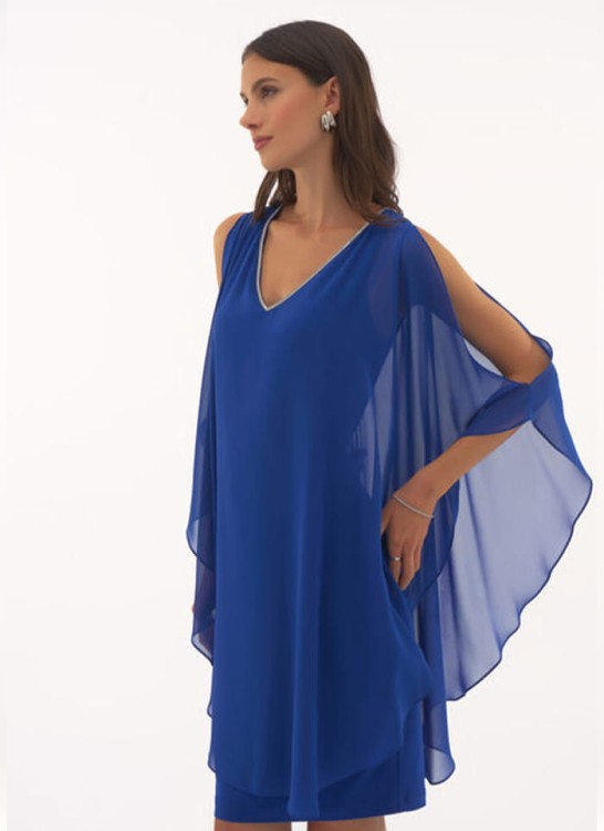 Joseph Ribkoff elegancka, szafirowa sukienka z tiulem 251746-4.jpg