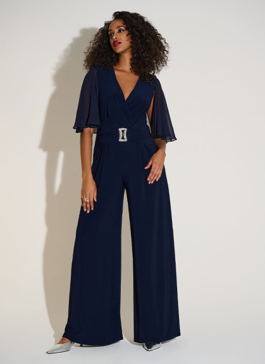 Joseph Ribkoff wieczorowy kombinezon z szyfonowym rękawem 253723-1.jpg