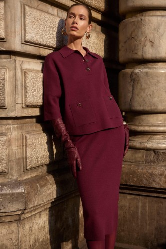 Joseph Ribkoff 253962-4433-bordowy sweter z kołnierzykiem-7.jpg