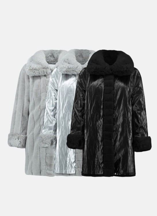 Joseph Ribkoff-233900-3757-dwustronny srebrno szary płaszcz z wywijanym kołnierzem i futerkiem_4.jpg