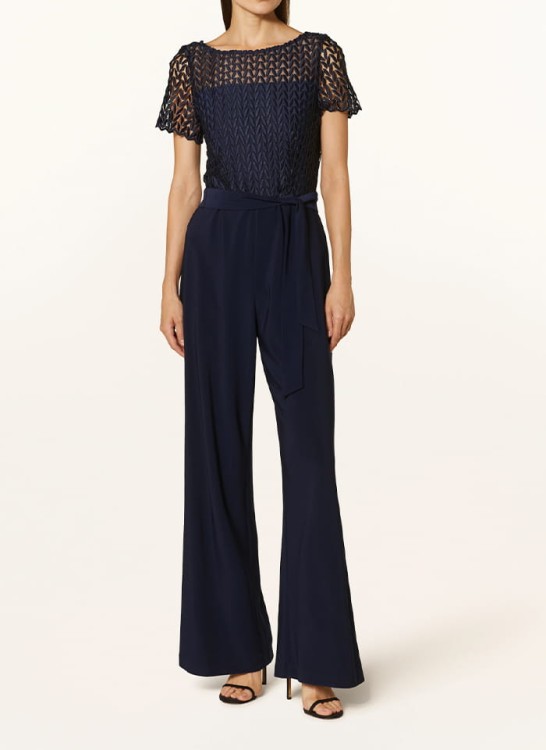 joseph-ribkoff 251715-elegancki kombinezon z krótkim rękawem i szeroką nogawką zdobiony gipura z oryginalnym wzorem-1.jpg