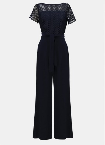 joseph-ribkoff 251715-elegancki kombinezon z krótkim rękawem i szeroką nogawką zdobiony gipura z oryginalnym wzorem-4.jpg