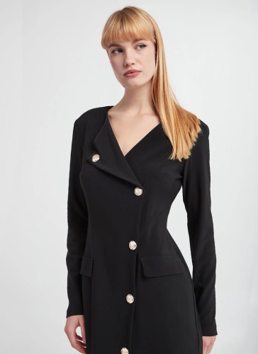 joseph-ribkoff-czarna sukienka przed kolano zdobiona złotymi guzikami-234153-11-2.jpg