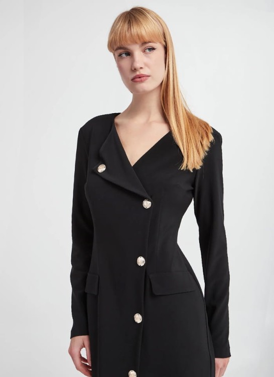 joseph-ribkoff-czarna sukienka przed kolano zdobiona złotymi guzikami-234153-11-2.jpg