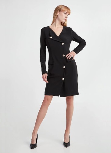 joseph-ribkoff-czarna sukienka przed kolano zdobiona złotymi guzikami-234153-11-1.jpg