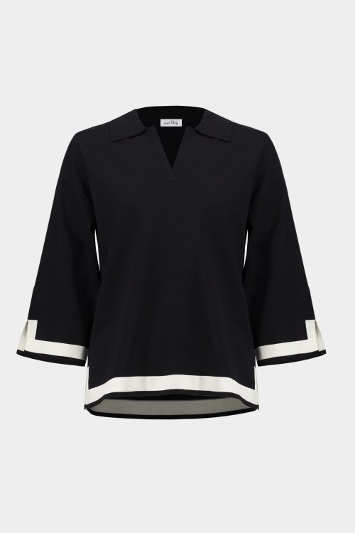 joseph-ribkoff-czarny sweter z kołnierzykiem zdobiony białą lamówką 253909-110-6.jpg