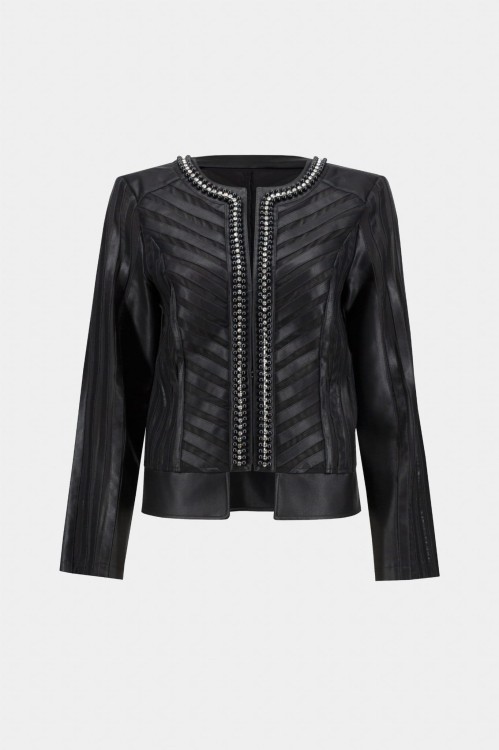 joseph ribkoff- kurteka z eko skóry z siateczką zdobiona koralika i dżetami 233962.jpg