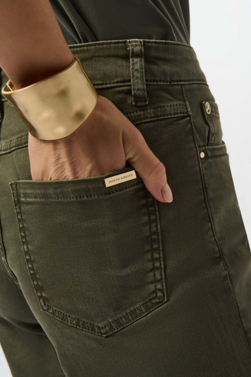 Joseph Ribkoff 253950-3380 spodnie z szeroka nogawką typu jeans w kolorze zielonym-khakim-4.jpg