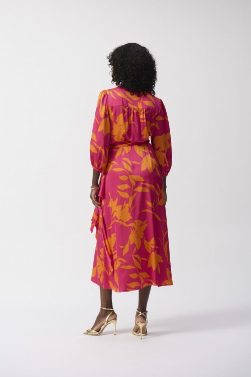 joseph ribkoff satynowa sukienka pomaranczowo-różowa 251906-2.jpg