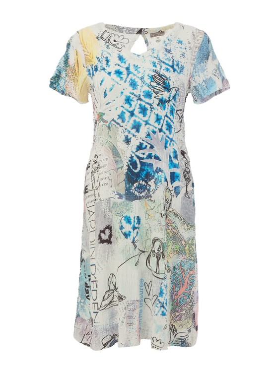 Dolcezza sukienka z wiskozy z rękawkiem z artystycznym printem 26745-1.jpg