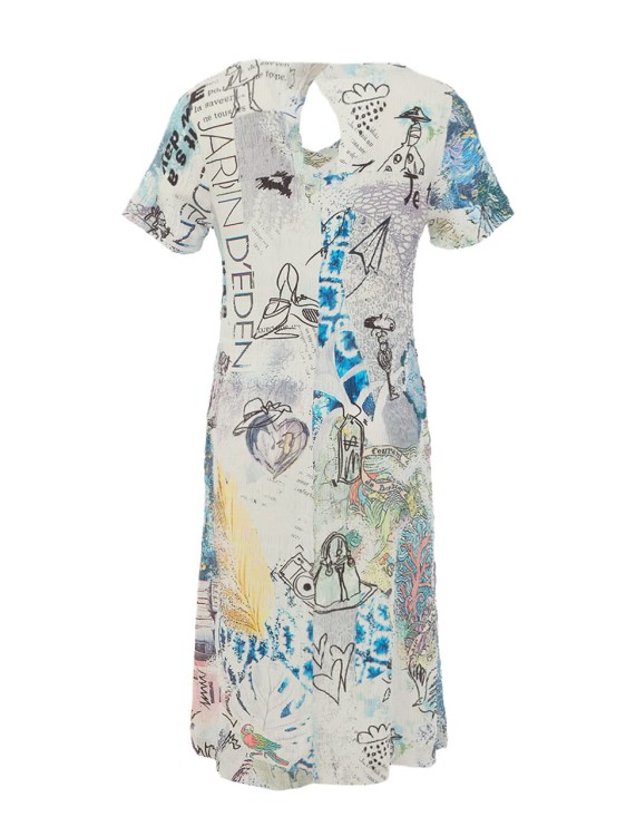 Dolcezza sukienka z wiskozy z rękawkiem z artystycznym printem 26745-3.jpg