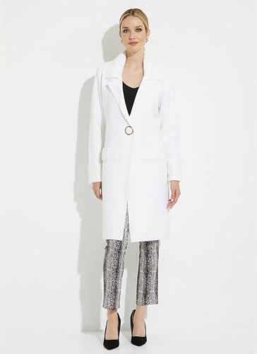 Joseph Ribkoff. Długi dzianinowy płaszcz zapinany na jeden guzik.