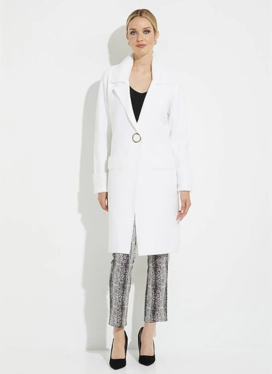 Joseph Ribkoff. Długi dzianinowy płaszcz zapinany na jeden guzik.