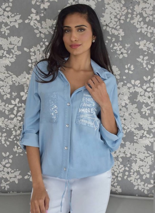 Frank Lyman niebieska bluzka koszulowa 226149-2