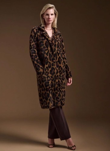 Joseph Ribkoff futerkowy płaszcz w panterkę 244956-1