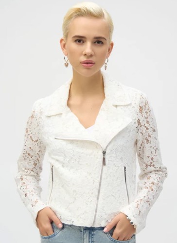 Joseph Ribkoff. Koronkowy żakiet typu ramoneska.