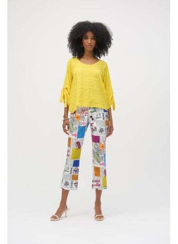 Joseph Ribkoff kolorowe spodnie z motywem gazety 252047-1