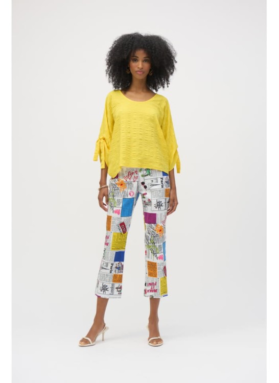 Joseph Ribkoff kolorowe spodnie z motywem gazety 252047-1