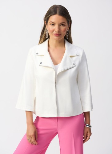 Joseph Ribkoff biała ramoneska z rękawem 3/4 251908-1.