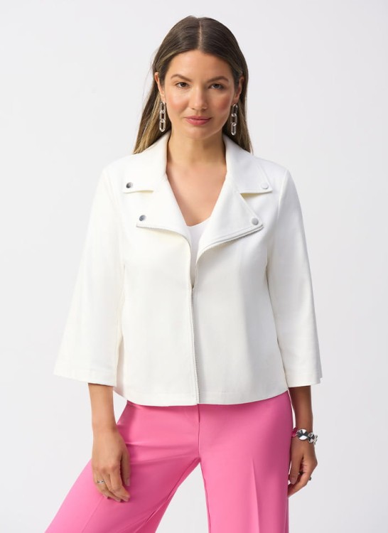 Joseph Ribkoff biała ramoneska z rękawem 3/4 251908-1.