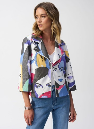 Joseph Ribkoff kolorowa ramoneska z rękawem 3/4 251909-1.