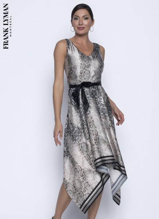 Frank Lyman satynowa sukienka z motywem wężowej skóry 196774-2